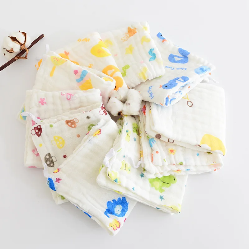 Wholesale Six Layers Cotton Gauze Microfibre Baby Bibs white Face Towel baby Saliva Towel