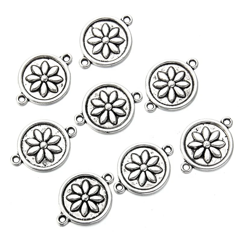 Antique Silver Flower Connectors For DIY Jewelry Making Supplies Necklace Bracelet Connectors DIY Jewelry Findings customizable