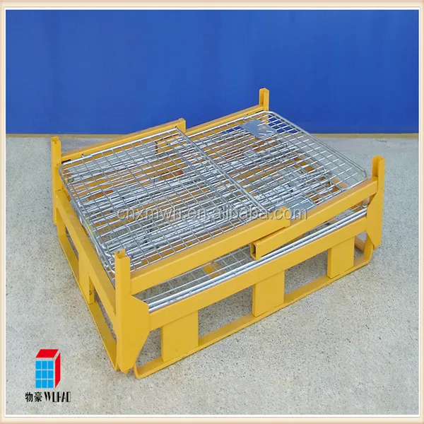 Mesh Pallet Box Collapsible Containers Metal Storage Basket Wire Storage cage,Warehouse Cage Heavy Duty Collapsible Box