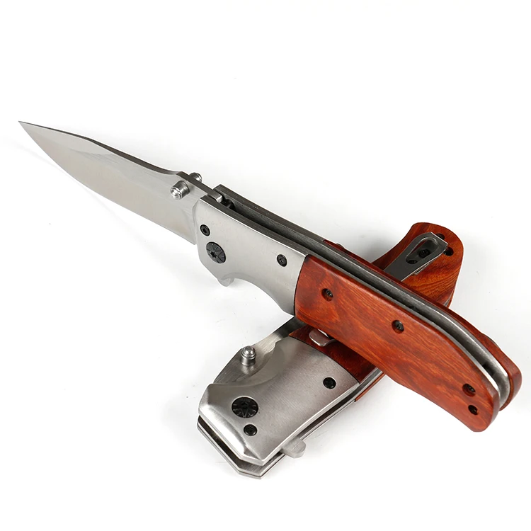 
2018 selling the best quality cost-effective wooden handle fast open pocket camping knife 