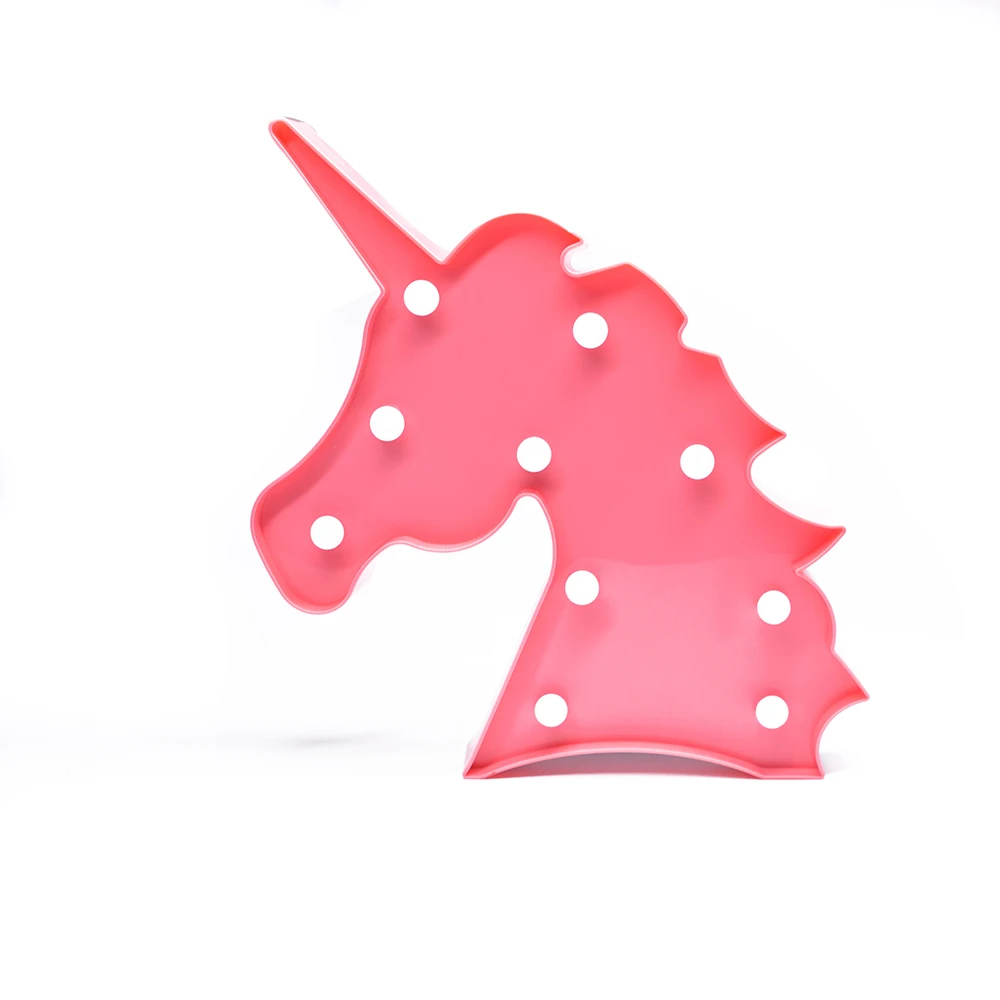 Hot Sales Holiday Gifts Lamp Pink Unicorn Shaped Popular Battery Operated Led Night Light For Home Decoration Sign