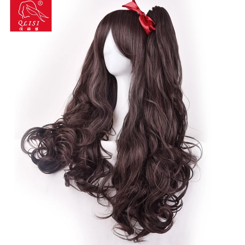 Brown Color Synthetic Hair Curly Ponytail Lolita Cosplay Wig long blonde lace front wigs wholesale wigs