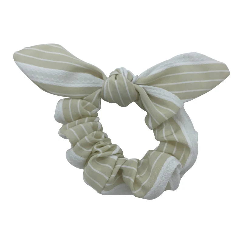 
Bunny Ear Bow knot Hair Scrunchies Stripe Fabric Hair Tie Fashion Hair Accessories For Girls 