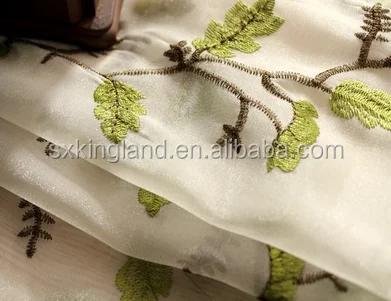 Special design sheer voile embroidery curtain fabric in keqiao supplier