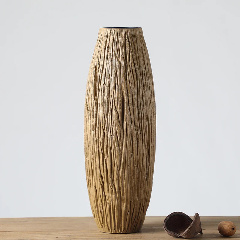 Wholesale Home Decor Innovative Corner Carved Resin Dried Flower Vase