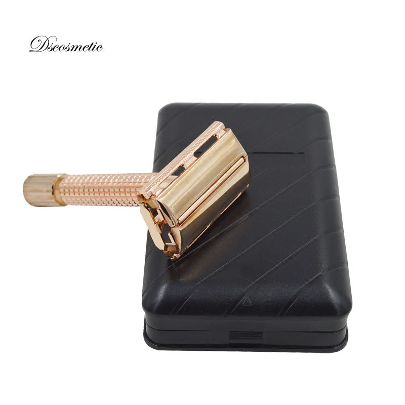 Dishi mens Metal long gold Handle Double Edge Safty shaving Razor size 8.5cm