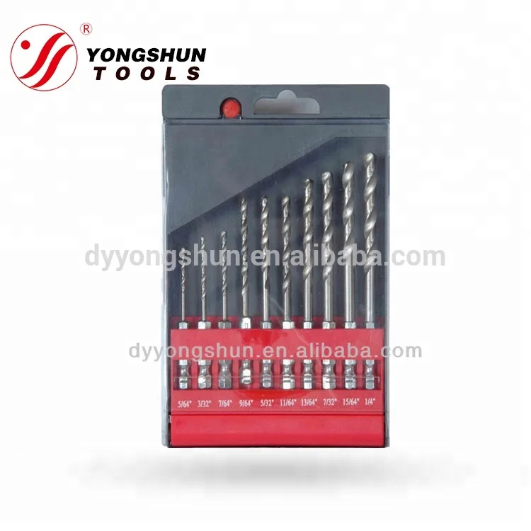 
HSS Hex Shank 10 pc hss twist drill bit set 