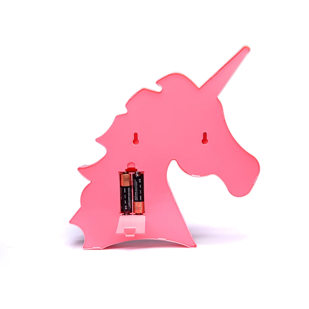 Hot Sales Holiday Gifts Lamp Pink Unicorn Shaped Popular Battery Operated Led Night Light For Home Decoration Sign