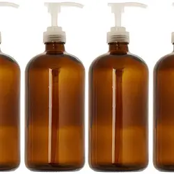 Hot Selling 500ml Amber Glass Shampoo Lotion Skincare Bottles With Black Pump