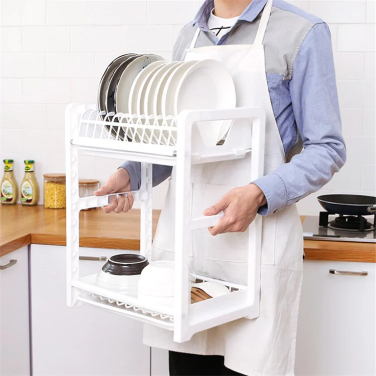 
2 Tiers Plastic Kitchen Dish Drying Rack 