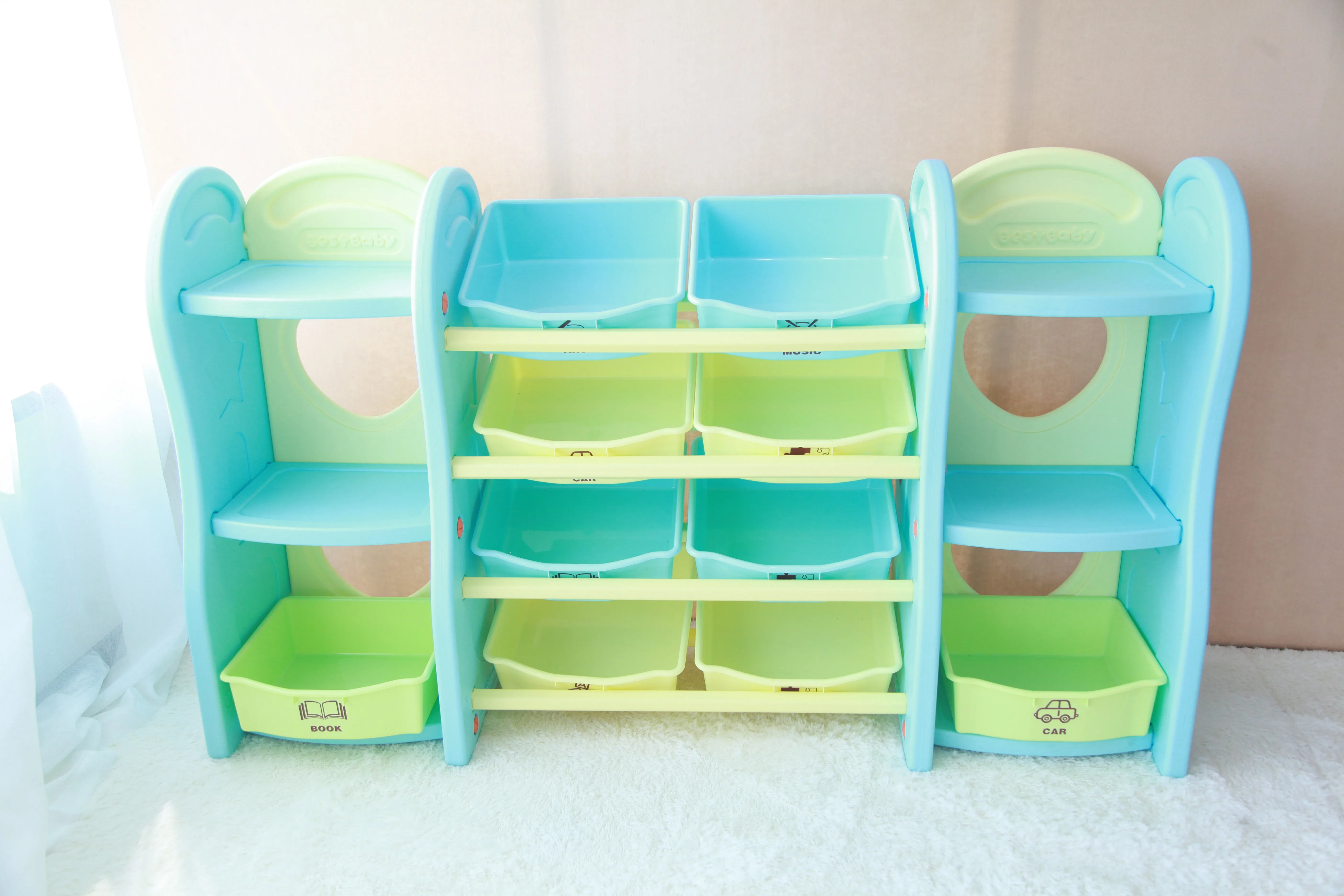 Home Use Children Plastic Multi-funtion Toy Storage Bin Combined Kids Toy Organizer with Bin