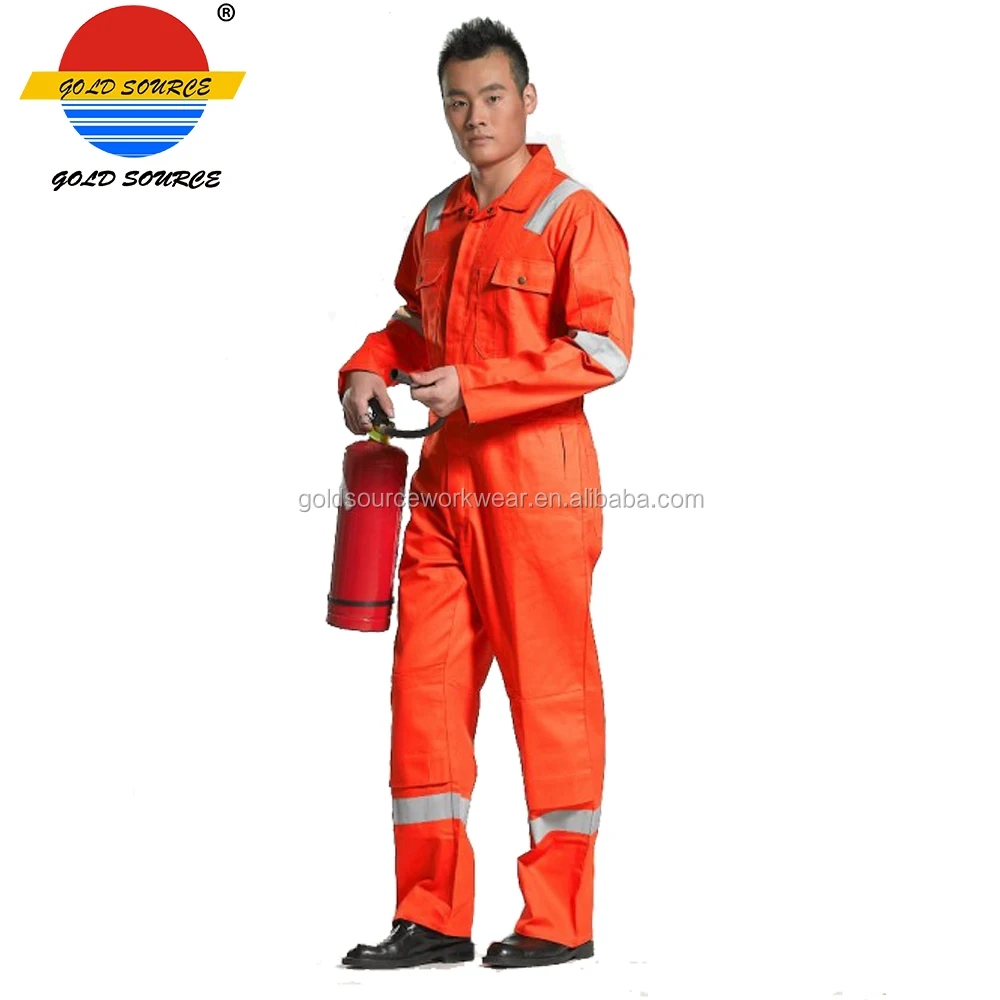 
EN11611 EN11612 100% Cotton Fire Retardent Hi Vis Orange Workwear Safety Coverall for Workmen 