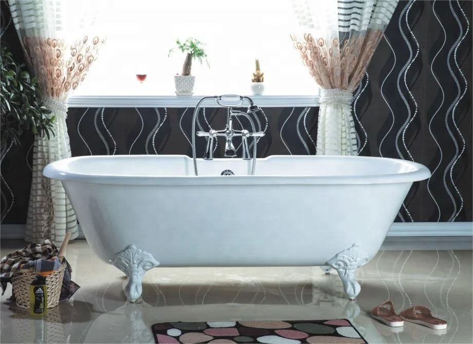 enamelled  cast iron Soaking freestanding bathroom tub of BGL-80 with tap hole