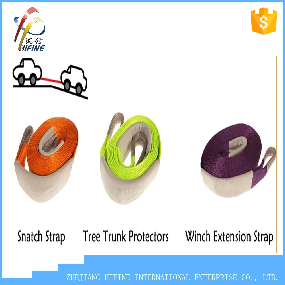 HIFINE Manufacturer custom 30000lbs vehicles tow strap,winch extension strap