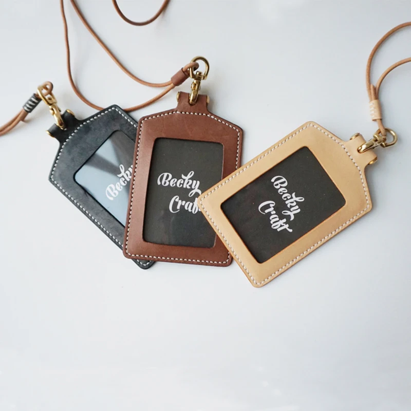 Hot-selling Vertical PU leather id name working badge card holder with badge clip