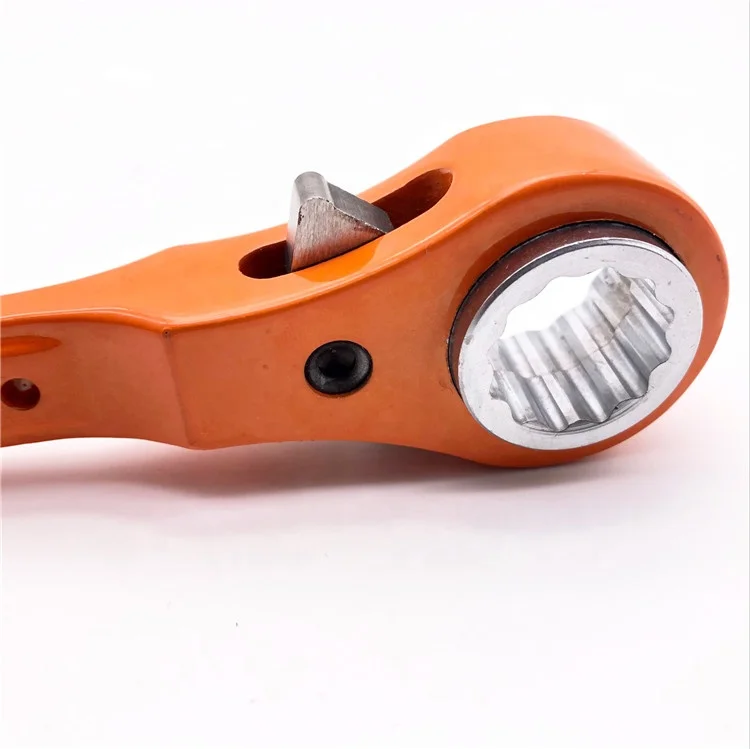 19/21MM bended handle ratchet spanner flush type steel construction podger bar scaffold speed ratchet wrench