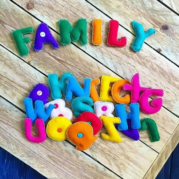 
English felt alphabet toys letter block with hand sewing 