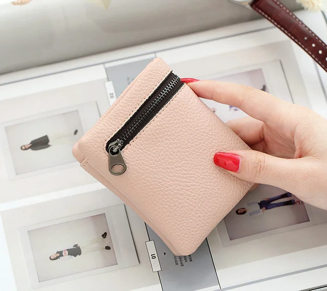 hot sell mini pu leather card holder pocket money woman wallet