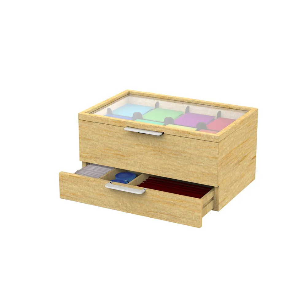 Wooden Tea Bag and Condiment Organizer, Brown