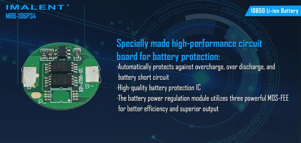IMALENT 18650 Li-ion Battery Rechargeable Battery 3400mAh