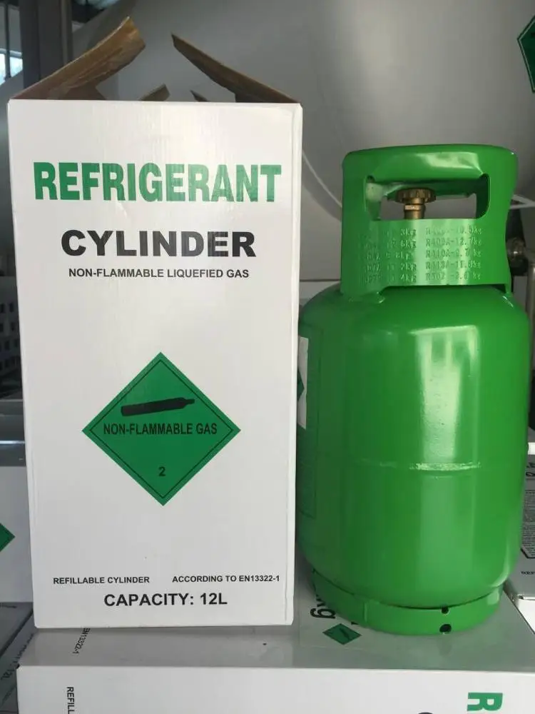 Refrigerant Gas R134a Suit for EU Market Refillable Cylinder 12KG