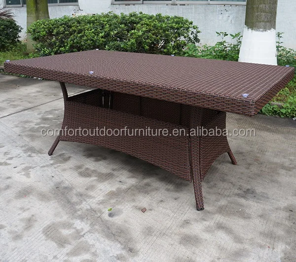 Outdoor Rectangular Rattan Table with KD frame Dining Table in White Color