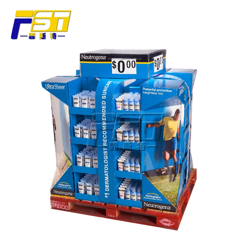 Supermarket stands shelving pop retail floating shelves displaying 4 levels case stacker