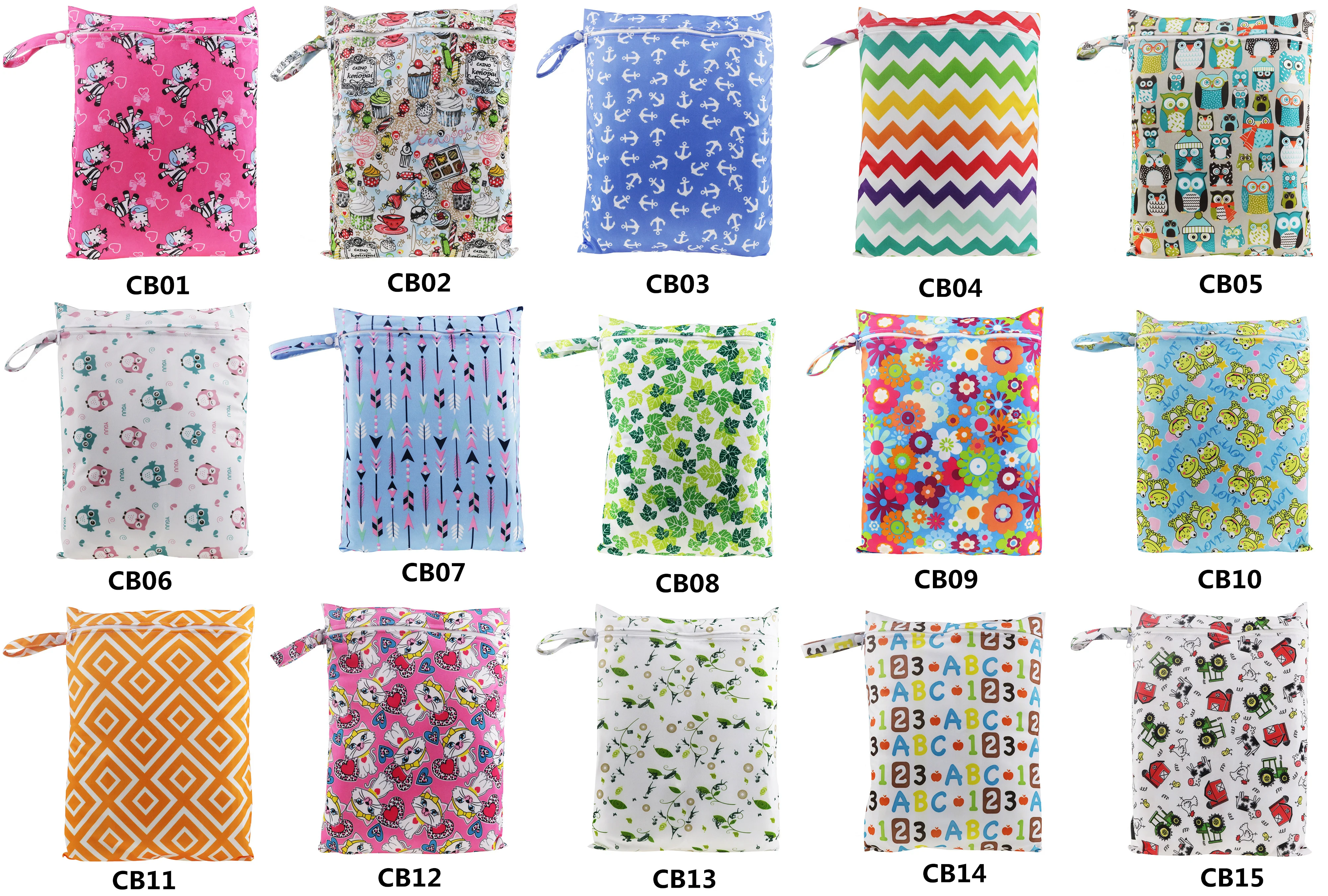 waterproof cloth diaper zipper wetbag nappy laundry bag baby travel bag