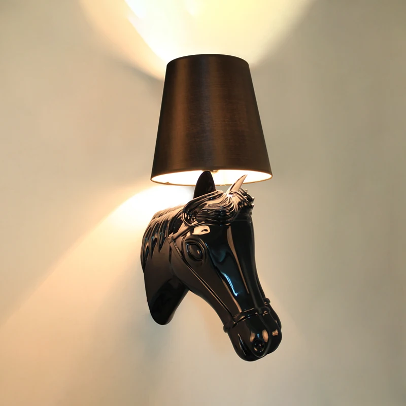 Designer Indoor Resin Sconce Modern Horse Head Wall Lamp For Living Room