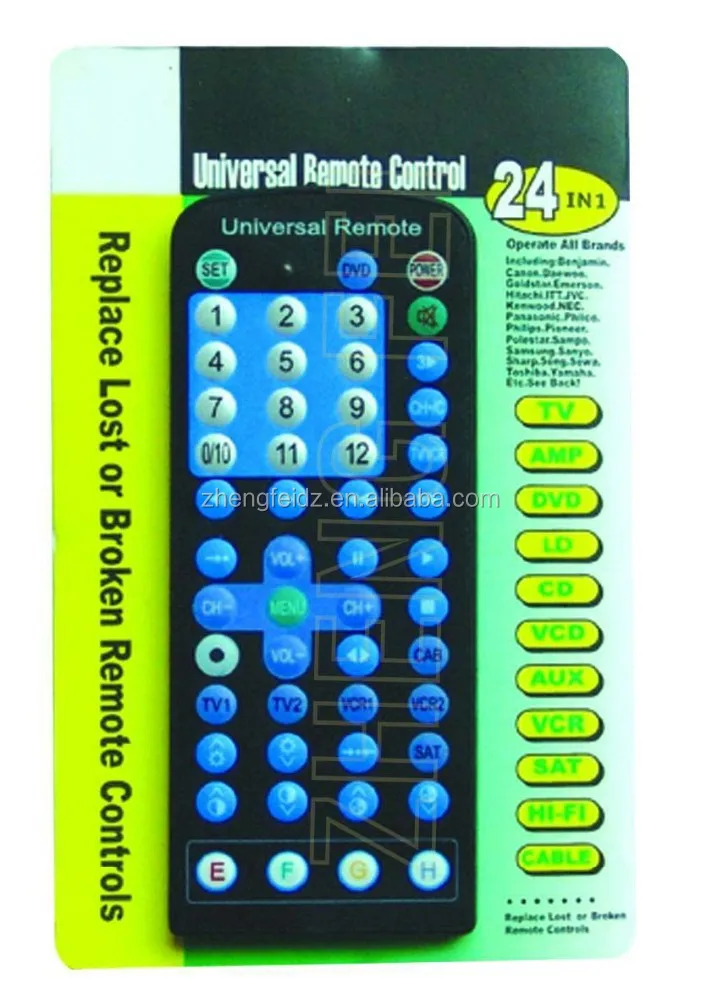 waterproof universal tv remote control jackson 10 in 1 TV/VCR/SAT/VCD/DVD/CD/CABLE/AMP CR2025