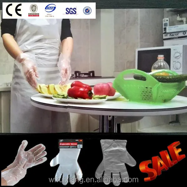 Sample free wholesale 100pcs food grade disposable pe gloves for kitchen use