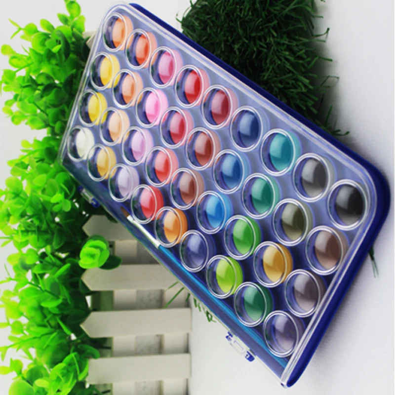 Factory hot sale 12/16/18/24/36 colors solid water color Pressed powder watercolor paint with transparent PVC box