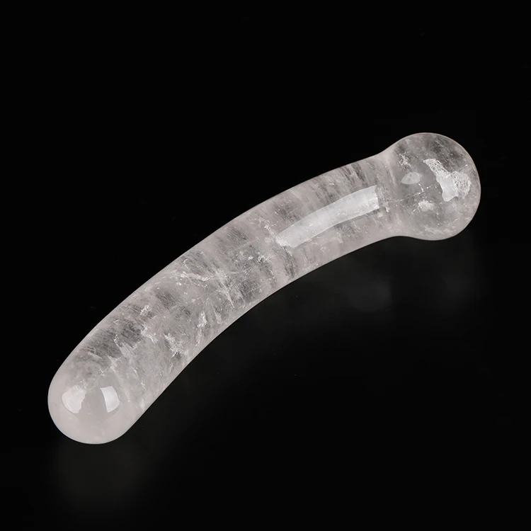 Natural clear quartz crystal dildo curved wands crystal massager for men Health Energy Massage Stick Artificial Penis For Sale