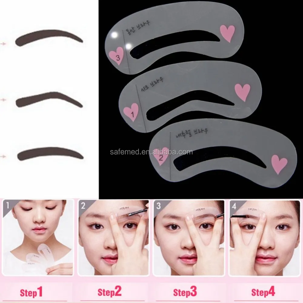3 Styles Grooming Brow Painted Model Stencil Kit Shaping DIY Beauty Eyebrow Stencil Make Up Eyebrows Styling Tool