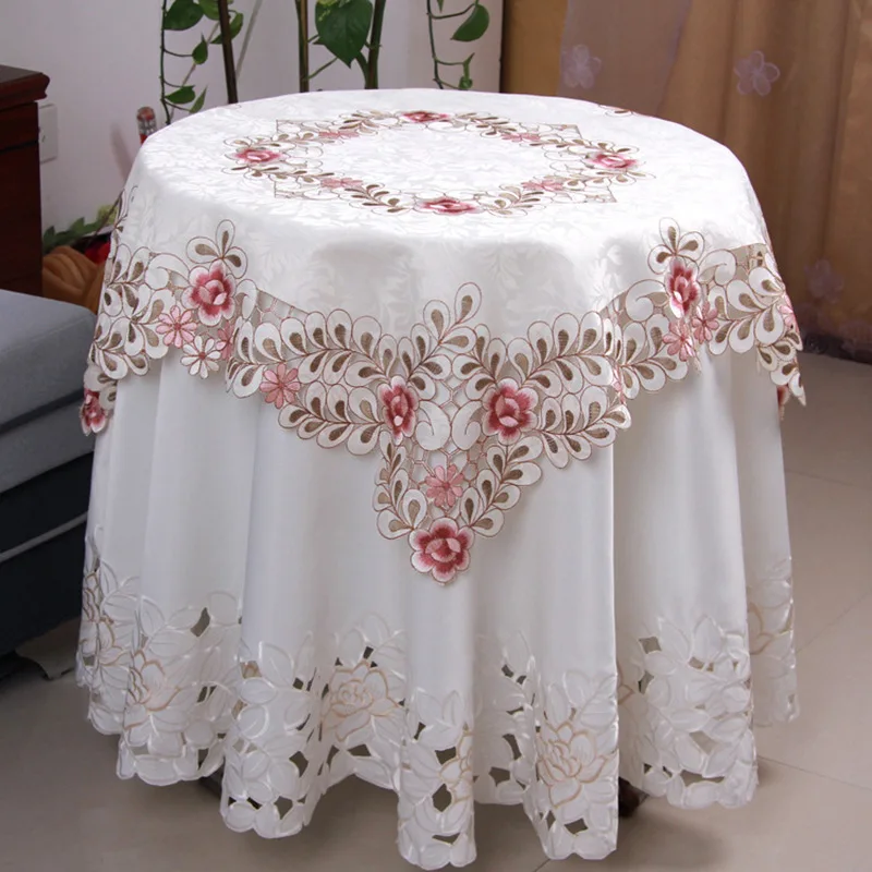 
Cheap Cover Hand European Design Restaurant Wedding Office Polyester Round Square 3D Embroidery Table Cloth / Tablecloth 