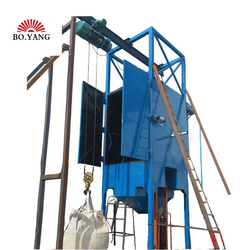 Automatic cement sand granule bulk bag unpacking station discharging unloader machine
