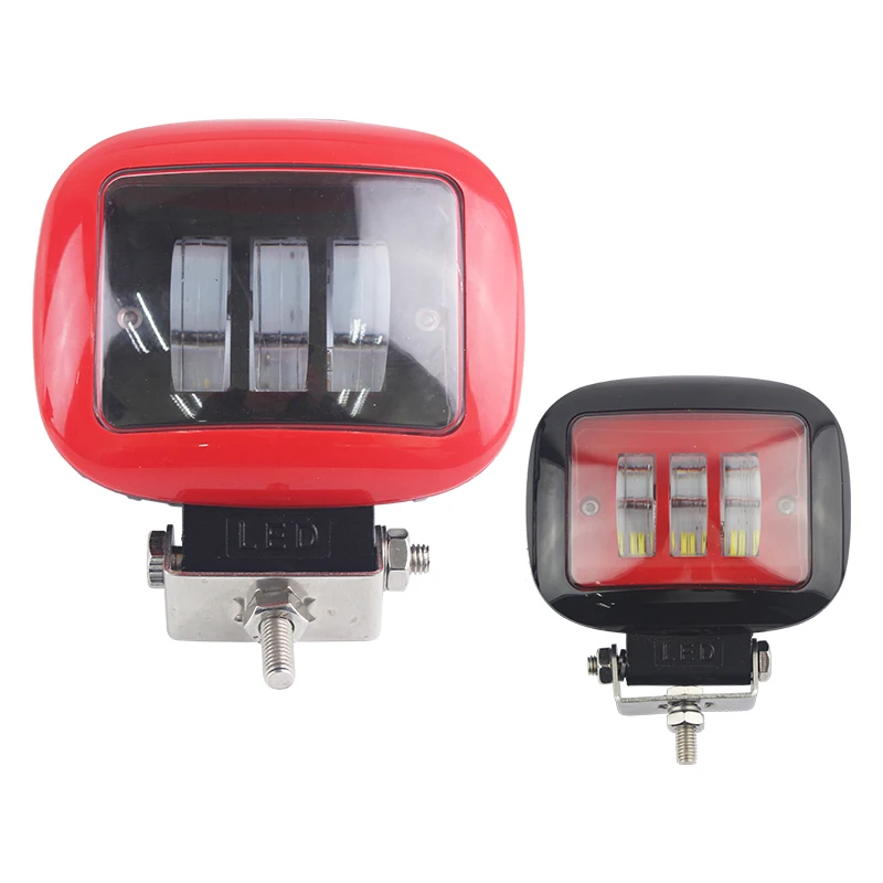 Светодиодные рабочие лампы 27 Вт для дальнего света, квадратные, 1800 лм, красный, черный, 5*4 дюйма, для дополнительного освещения, автомобильный вспомогательный ближний свет