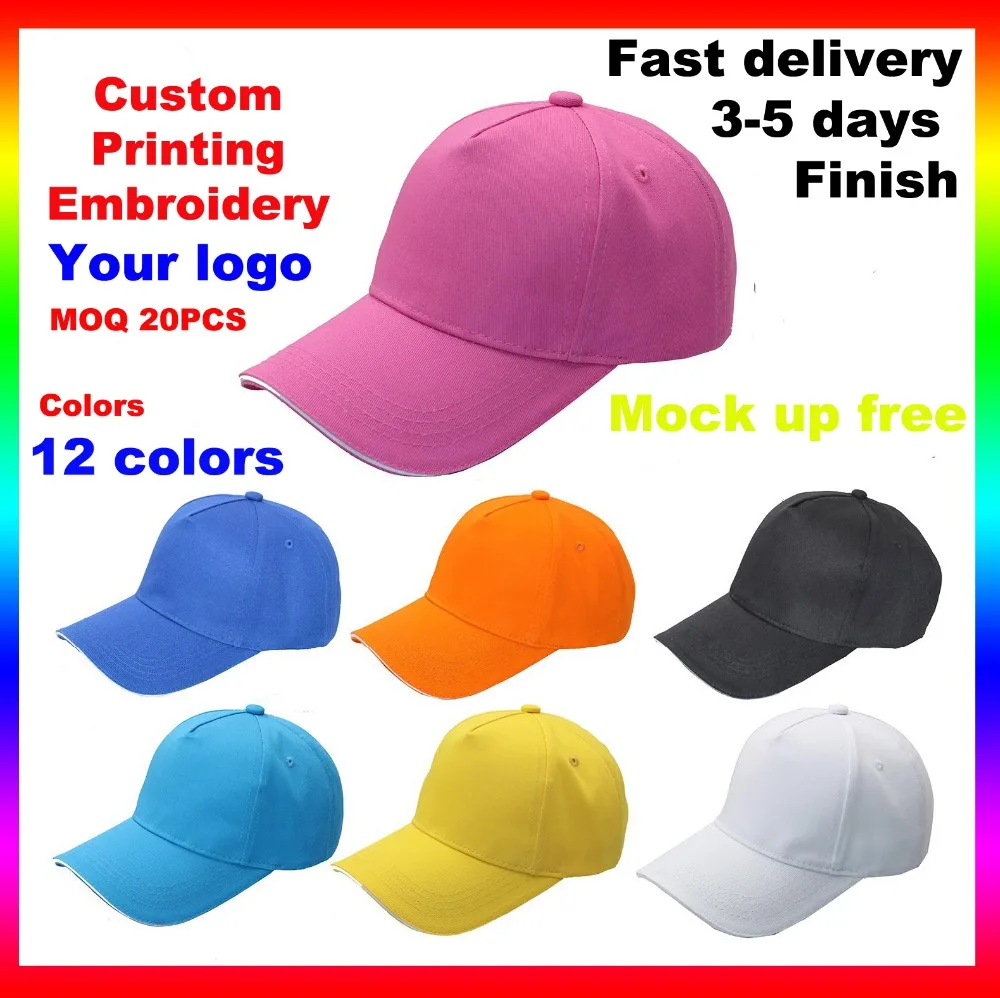 Print and hang tags embroidery logo 20 pcs order quantity custom baseball cap