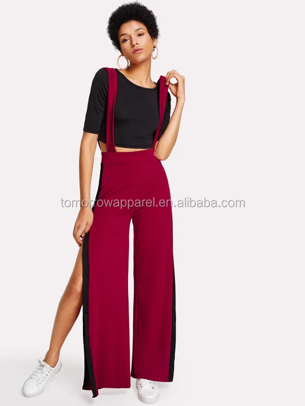 
Crop Tee With Side Split Jumpsuit Manufacture Wholesale Fashion Women Apparel (TA4045SS) 