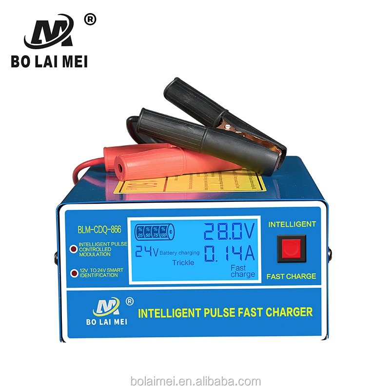 Automatic 12V/24V  Battery Charger LED Display 4-stage Intelligent Pulse Repair Charger For All Lead Acid Battery