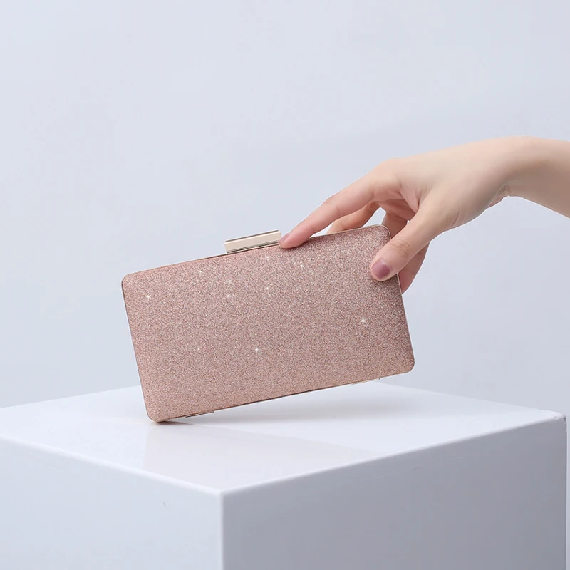 
Champagne gold glitter shoulder bag wedding women clutch evening bag 