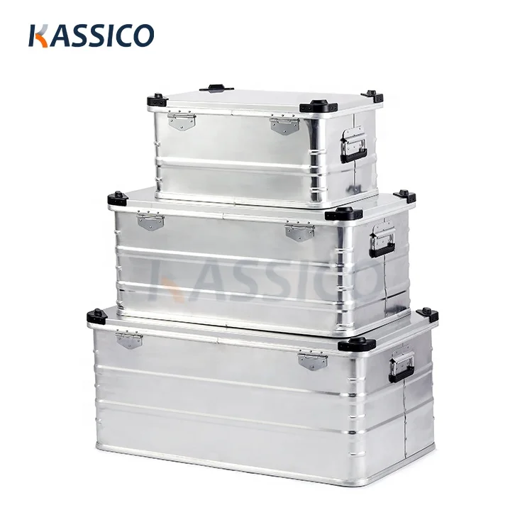 KASSICO Waterproof metal aluminum storage transport case box for carry & stackable