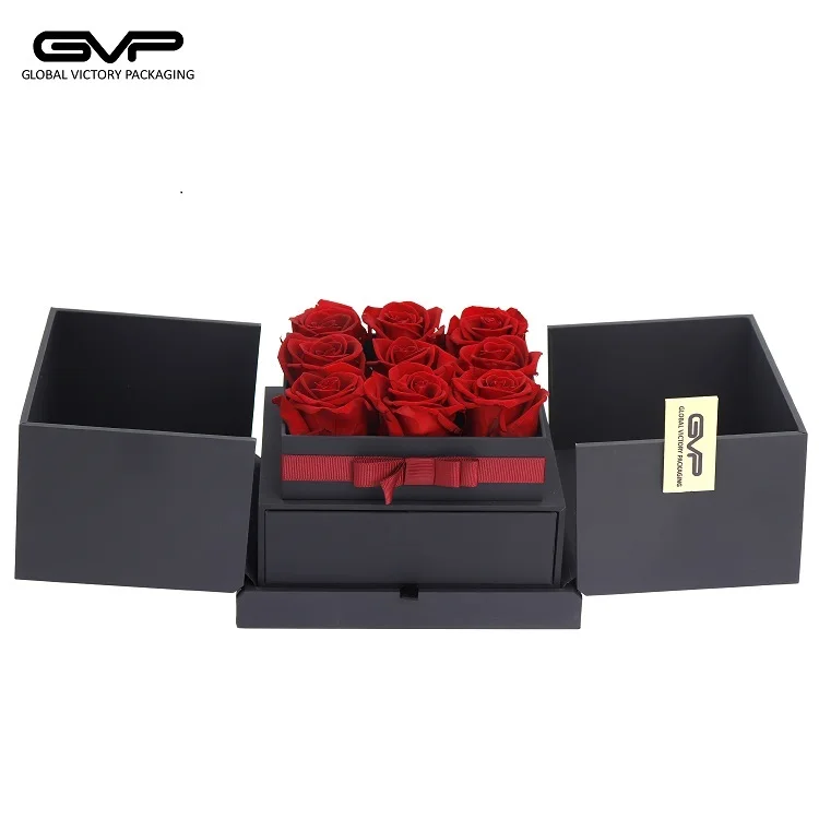 Factory Direct wood Flower Box Customized Everlasting Flower watch Box wedding Rose Gift Box