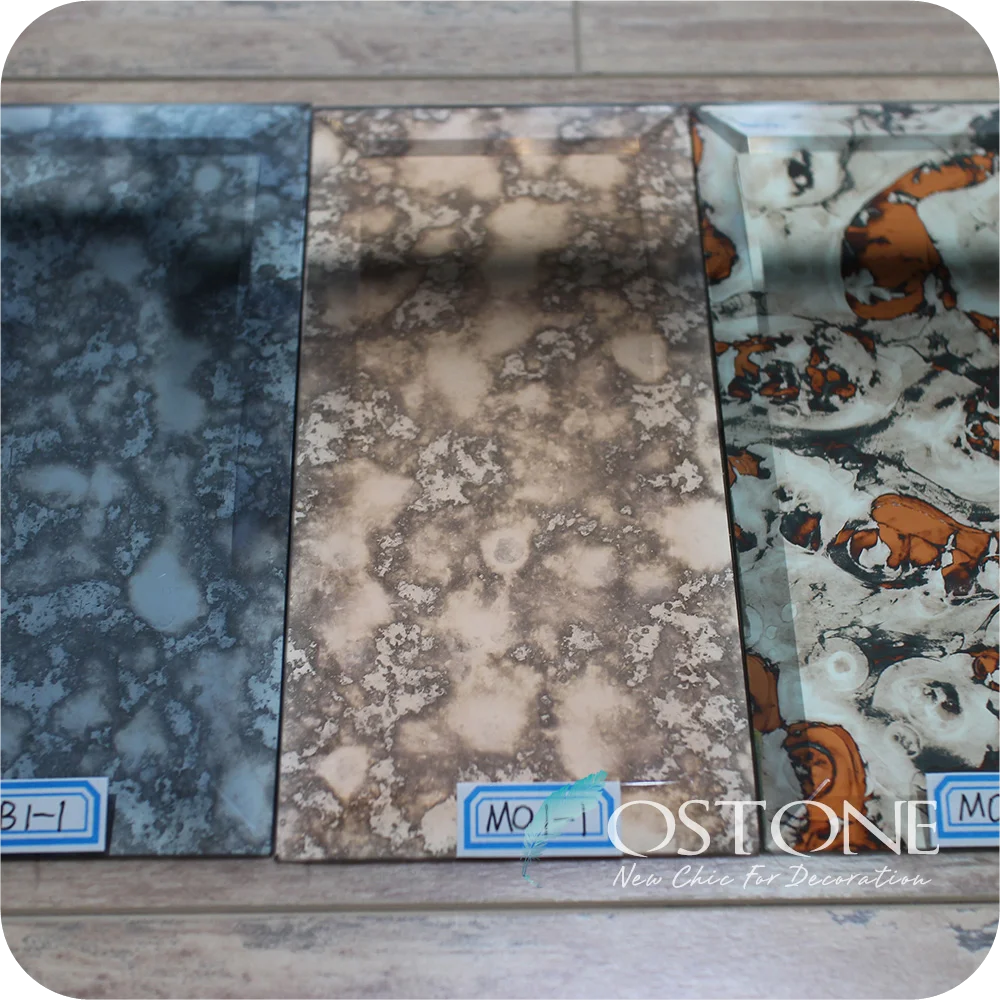 Different Thickness Antique Mirror Flat Glass Tile Rectangle Beveled Edge Mirror Tiles