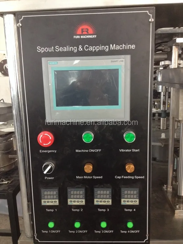 Doy pack Spout pouch cap foil sealing capping assembly machine