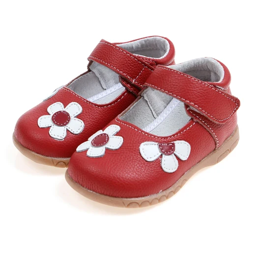 Red flora genuine leather mary jane princess baby  girl casual shoes for spring autumn