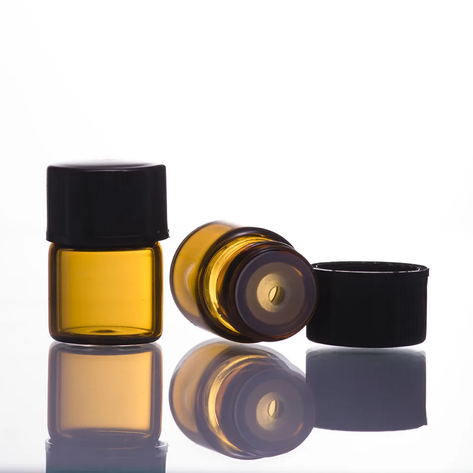 1ml 2ml amber glass essential oil mini sample bottle for cosmetic packaging