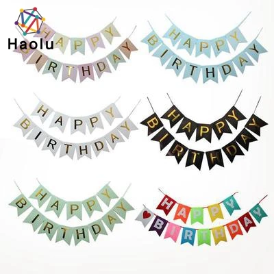 Baby Shower Decoration Paper Bunting Banners Flags Happy Birthday Banner Kid Birthday Party Supplies