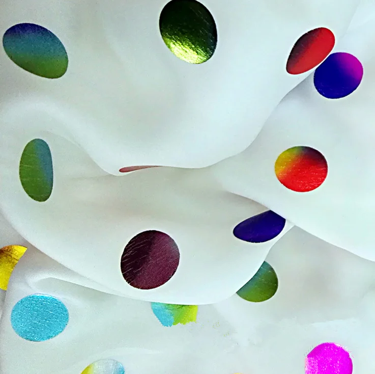 hot sale fashion metallic pink colorful foil chiffon fabric for women dress