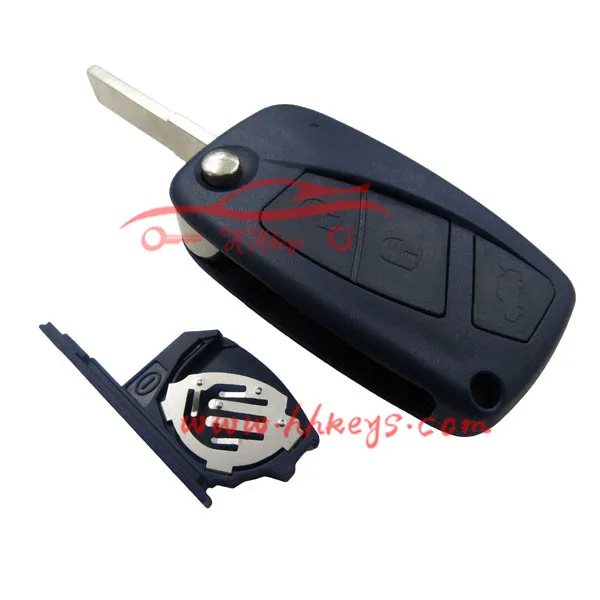 Navy Blue Flip 3 button Car Key Shell Case FOB For Fiat Panda Punto Bravo
